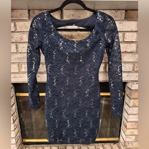 Ruby Rox Navy Sequin Lace Dress